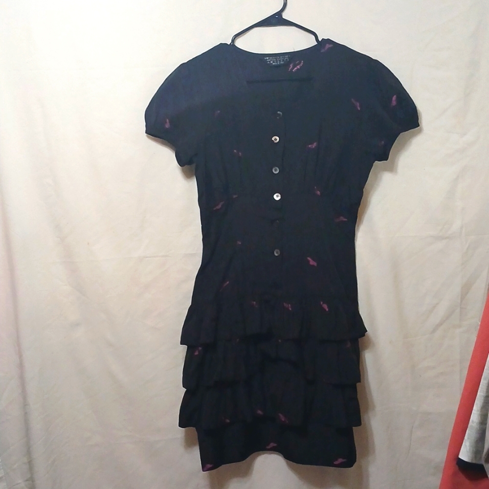 LIKE New Mariella burani AMULETI ITALIAN MADE TIERED RUFFLE SKIRT HAT EMBROIDER